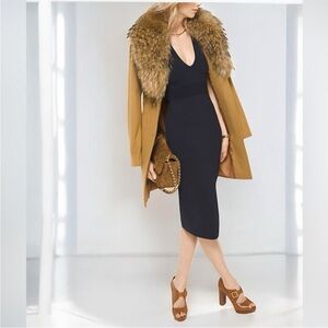 Michael Kors Fur Trim Belted Wool Coat